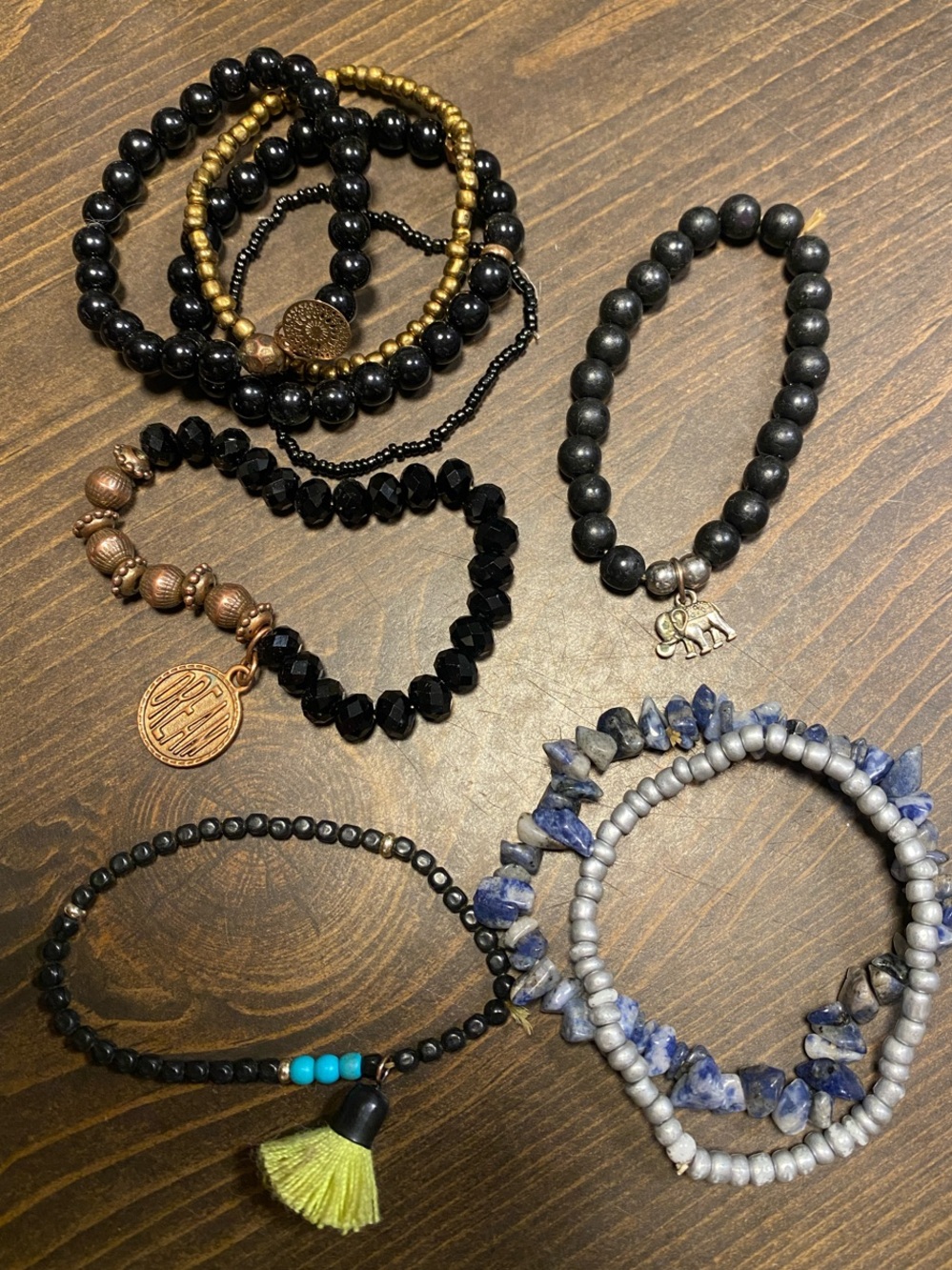 Variety of 8 Beaded Stretch Bracelets - Layering Accessory